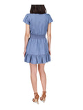 Michael Kors Women's Faux Wrap Smocked Waist Ruffled Hem Dress