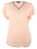Ralph Lauren Women's Linen Blend Flutter Sleeve Top Shirt PPnk Petite Small...