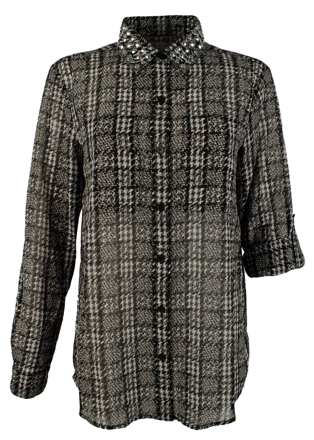 Michael Kors Women's Plus Size Tweed Haberdashery Print Georgette Shirt B 2X