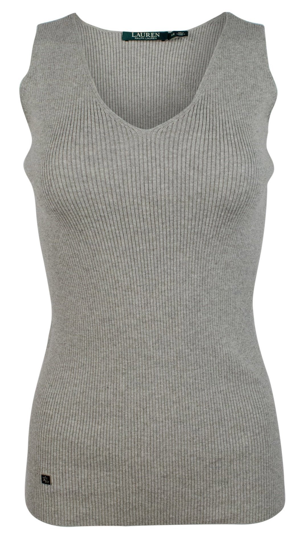 Women's V-Neck Sleeveless Sweater Top GH Large Grey Heather