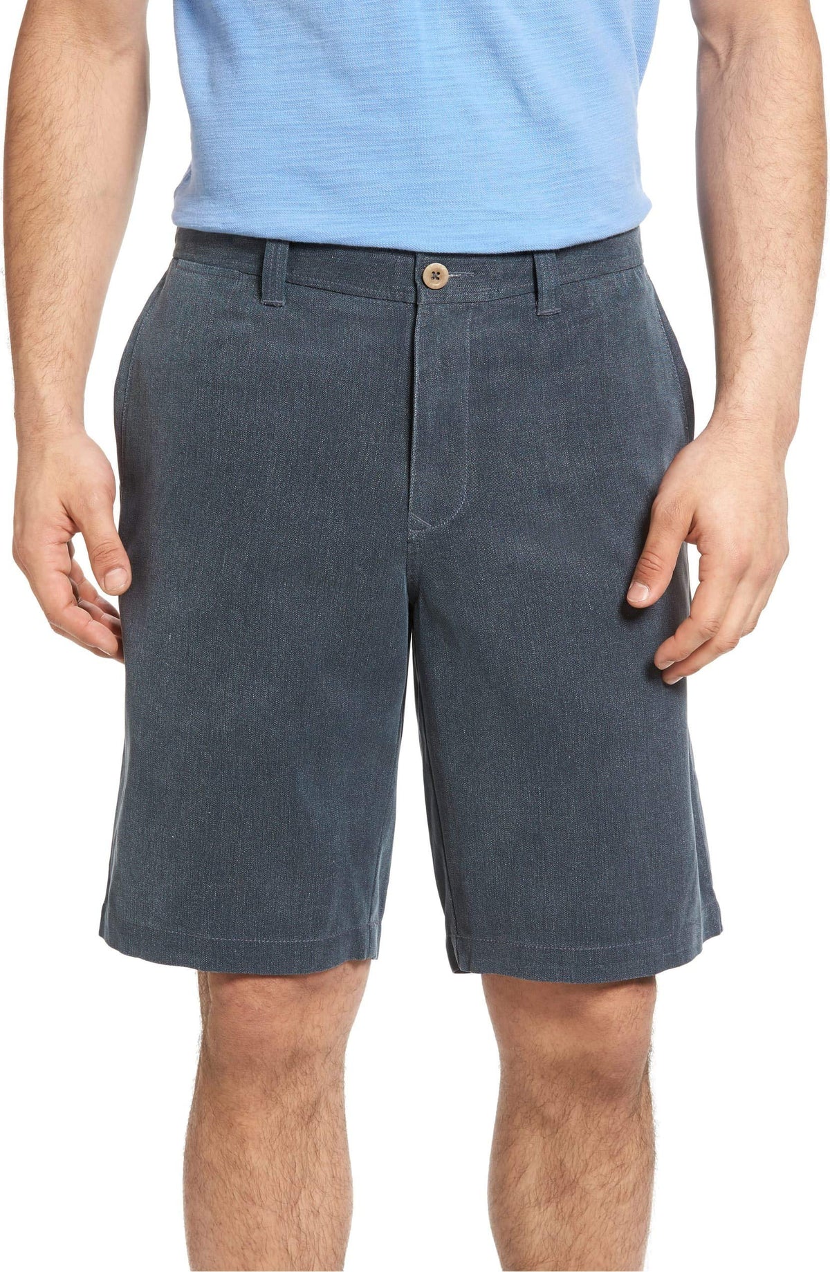 Tommy Bahama Men's Havana Herringbone Silk Blend Chino Shorts (Ink, 30)