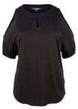Lauren Ralph Lauren Women's Plus Size Cold-Shoulder Keyhole Top-PB-3X