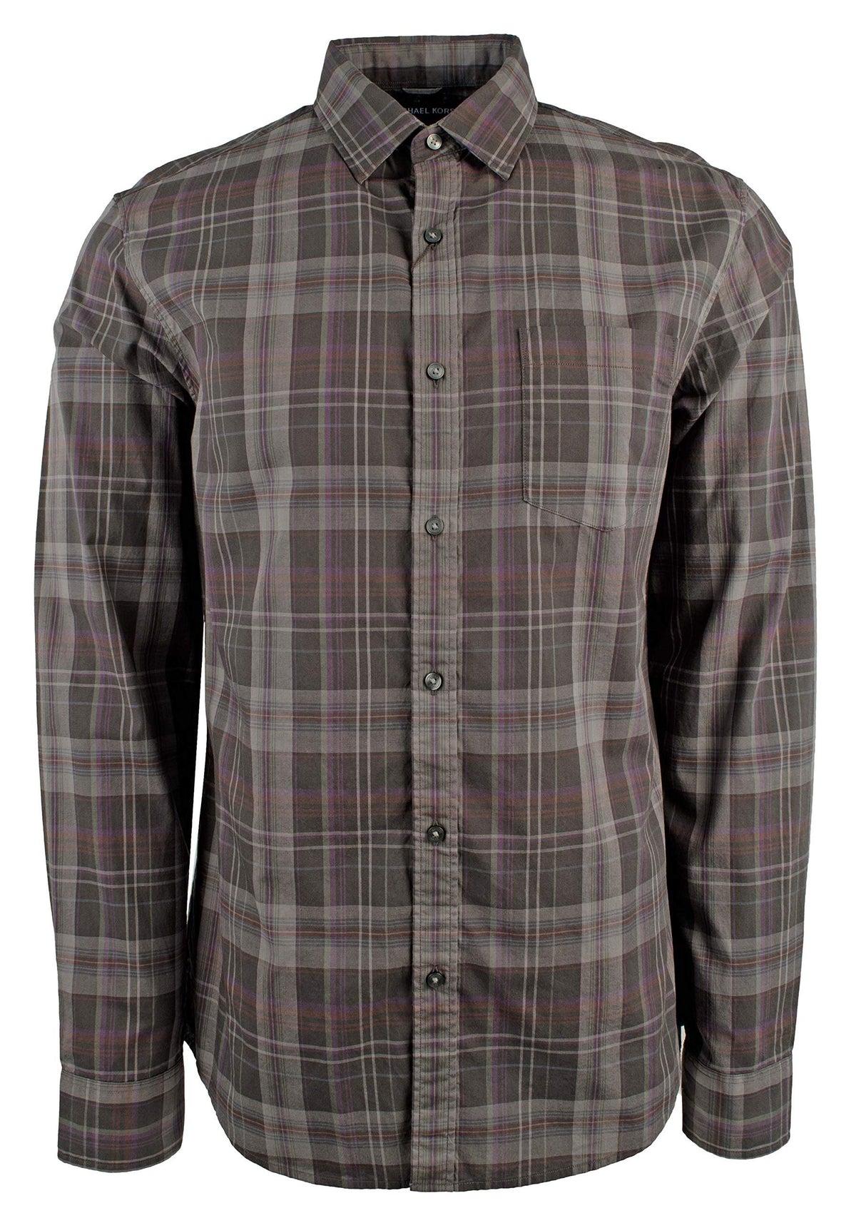 Michael Kors Men's Slim Fit Plaid Cotton Long Sleeve Shirt