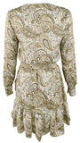 Michael Kors Women's Long Sleeve Paisley Print V Neck Midi Dress