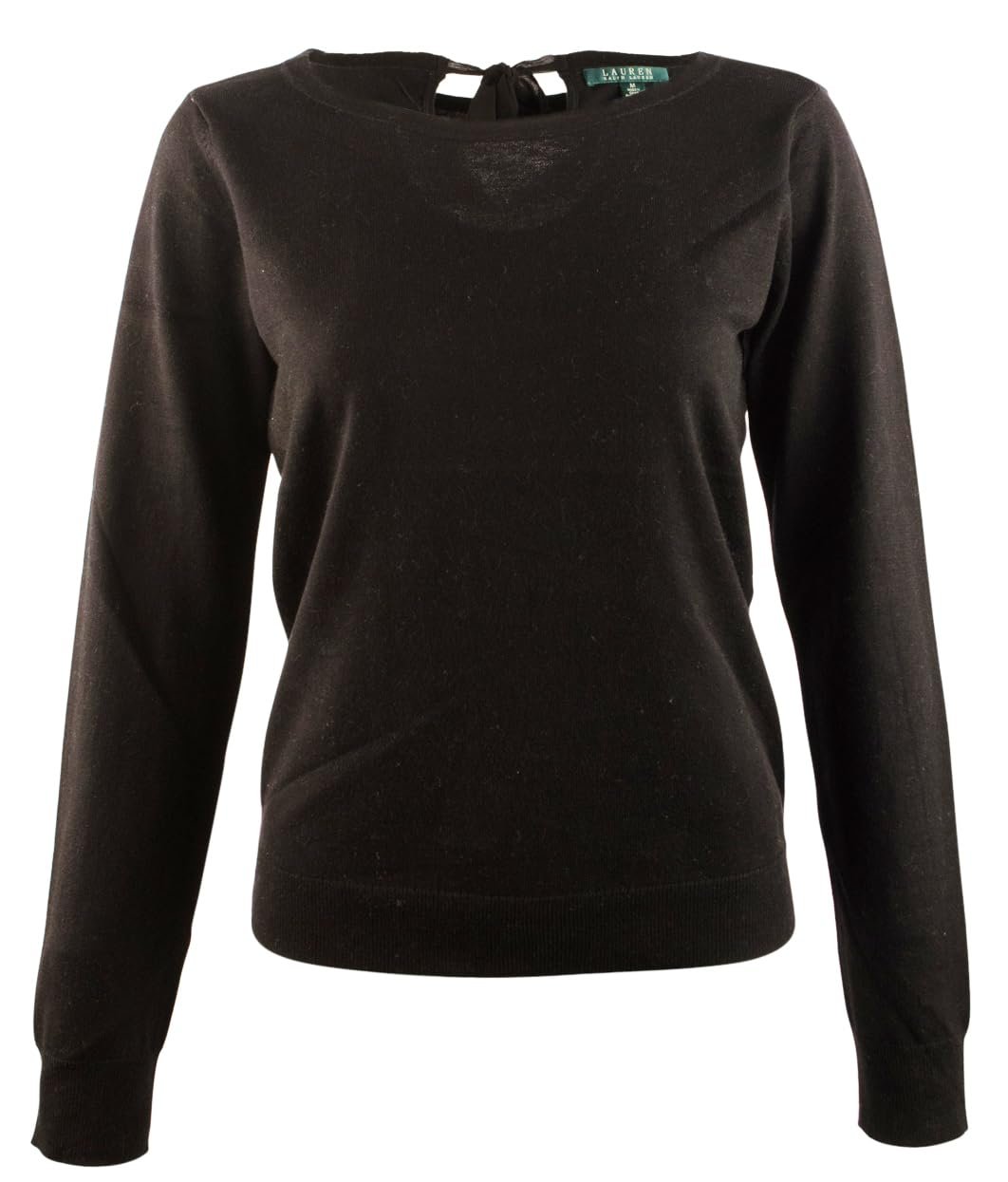 Women's Keyhole Tie-Back Sweater-B-L Black