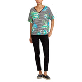 Lauren Ralph Lauren Women's V Neck Striped T Shirt