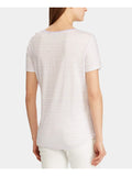 Lauren Ralph Lauren Womens Daharlyn Striped Side Tie T-Shirt White L