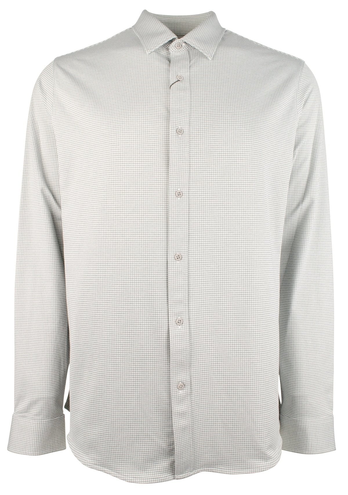 Michael Kors Men's Stretch Gingham Slim Fit Long Sleeve Shirt HGry Small