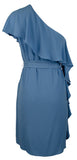 Michael Kors Women's Flounce Ruffle One Shoulder Dress Bbry 8
