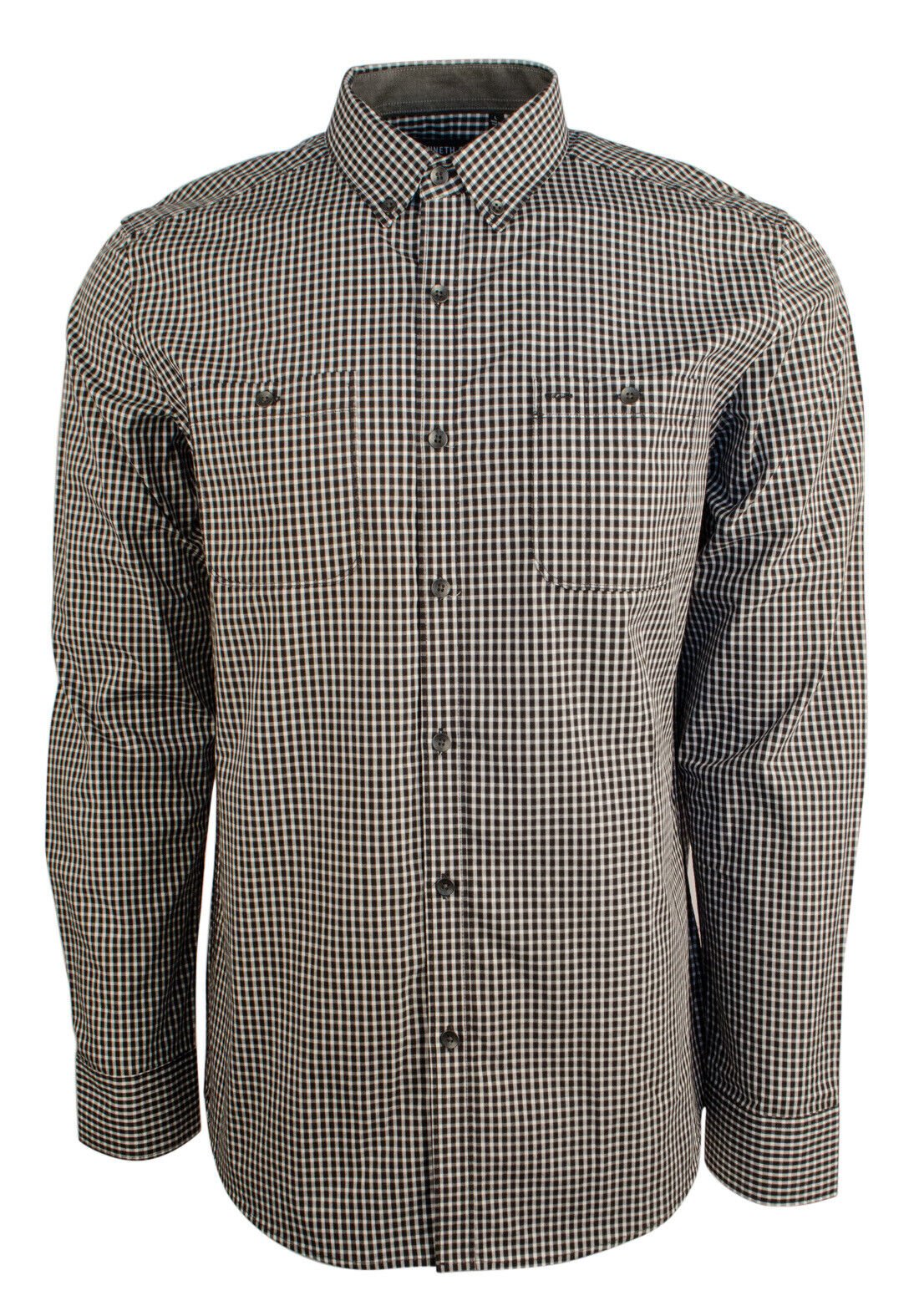 Kenneth Cole Men's Button Down Checkered Oxford Shirt BW Large