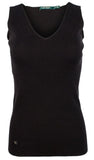 Women's V-Neck Sleeveless Sweater Top PB Small Polo Black