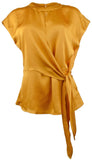 Michael Kors Women's Crew Neck Tie Waist Short Sleeve Blouse