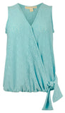 Michael Kors Women's Plus Size Eyelet Wrap Pullover Top Blue 2X