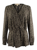 Michael Kors Women's Long Sleeved Striped Peplum Top CB S