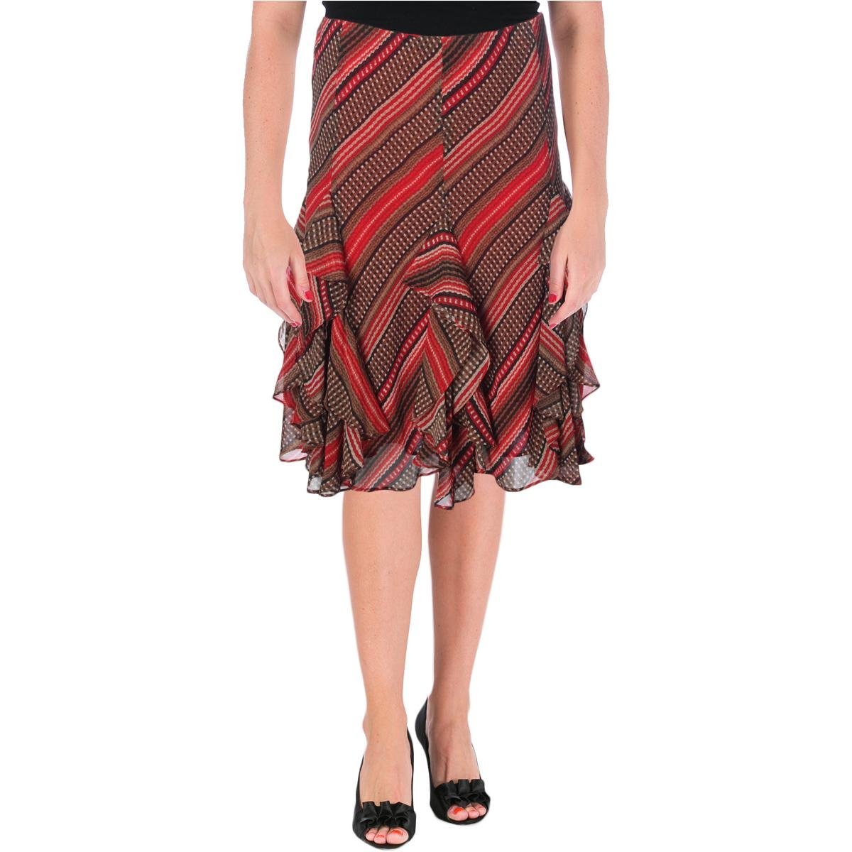 Lauren Ralph Lauren Women's Patterned Ruffled Georgette Skirt Large