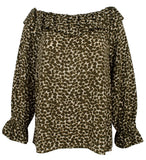 Michael Kors Women's Floral Print Off The Shoulder Ruffle Top I XS