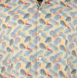 Bugatchi Men's Flamingo Printed Stretch Cotton Short Sleeve Shirt Small, Jaffa