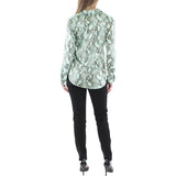 Lauren Ralph Lauren Womens Snake Print Collared Blouse Green S