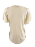 Lauren Ralph Lauren Women's Jersey Flutter Sleeve T Shirt (L, Winter Cream)