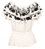 Lauren Ralph Lauren Women's Embroidered Jersey Off The Shoulder Blouse Top