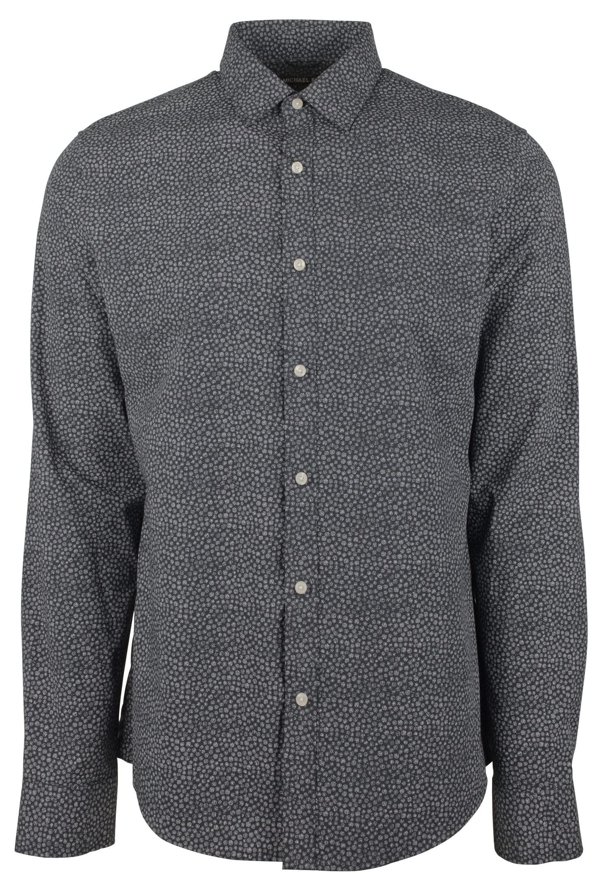Men's Slim Fit Micro Print Long Sleeves Shirt-DM-Large Dark Midnight