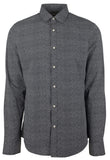 Men's Slim Fit Micro Print Long Sleeves Shirt-DM-Large Dark Midnight