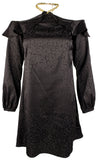Michael Kors Women's Black Lined Solid Long Sleeve Surplice Neckline Short Wrap Party Dress