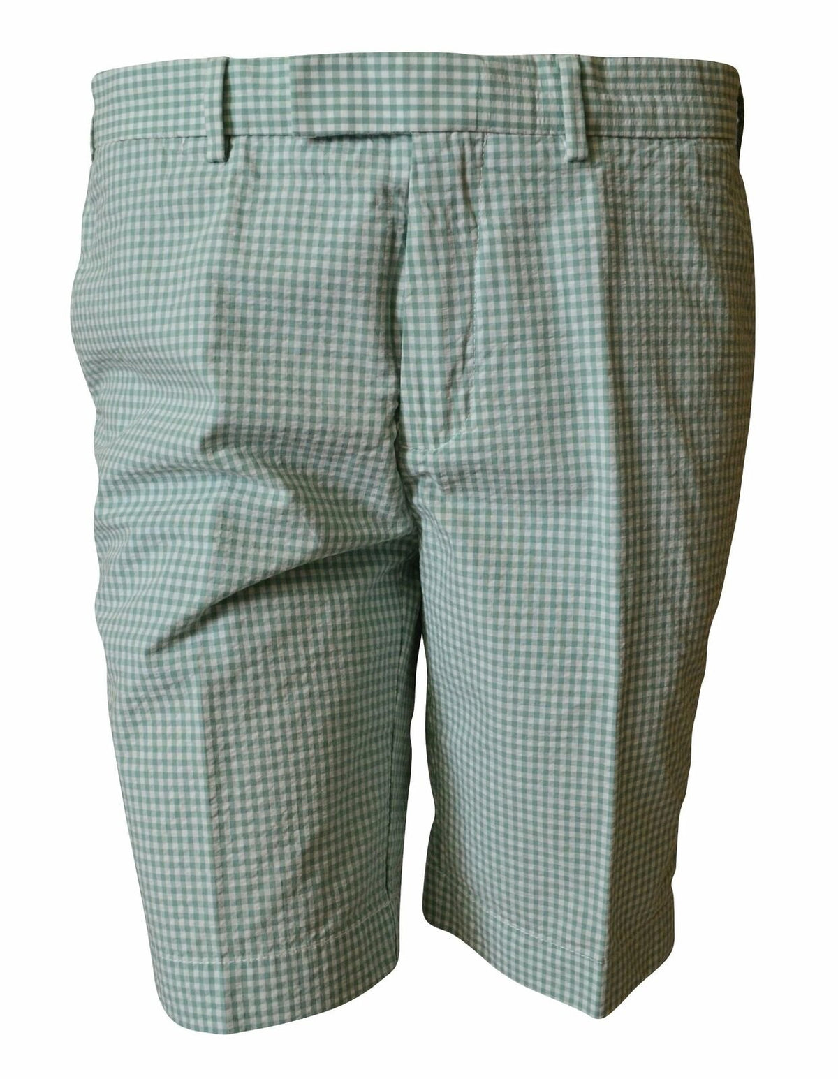 Men's Suffield Puckered Gingham Shorts Faded Green 40