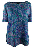 Ralph Lauren Women's Petite Elbow Sleeve Paisley Print Blouse Shirt Tops BM PXS