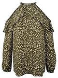 Michael Kors Women's Cold Shoulder Ruffle Top Blouse