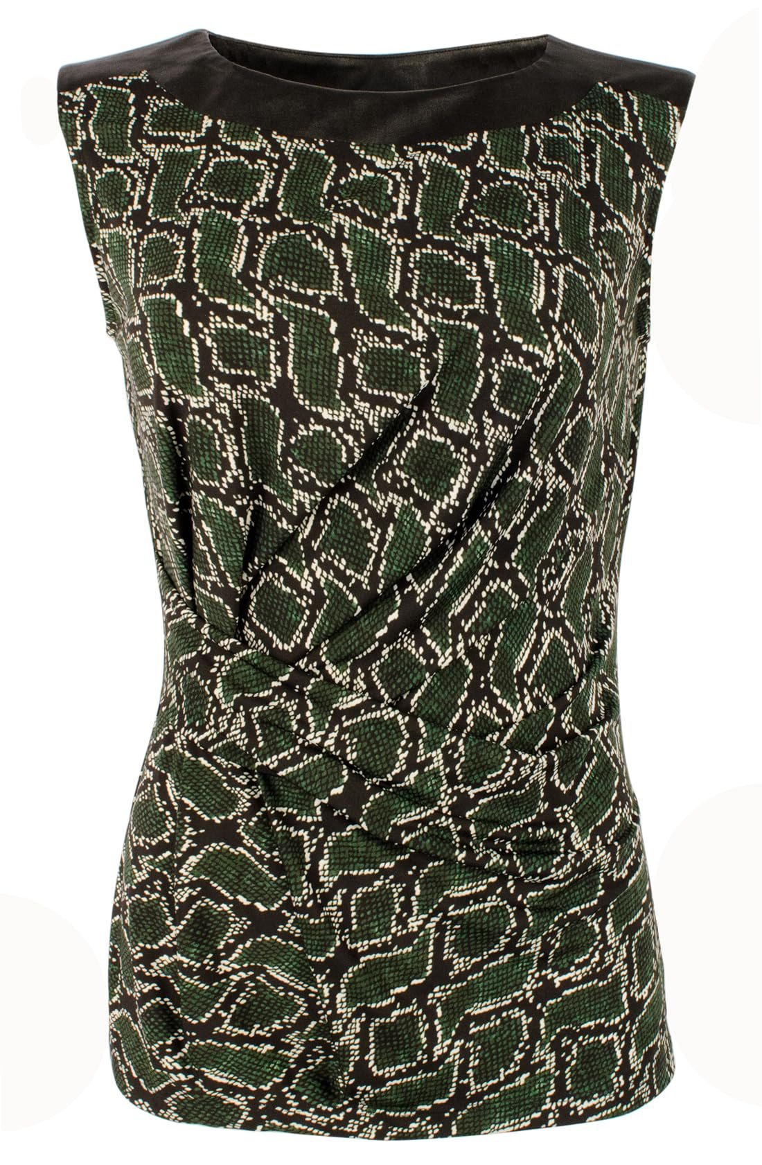 Michael Kors Women's Faux Leather Yoke Printed Tank Top Shirt