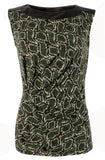 Michael Kors Women's Faux Leather Yoke Printed Tank Top Shirt