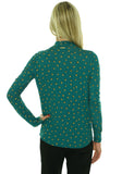 MICHAEL Michael Kors Womens Draped Neck Dip Hem Top Deep Sea Green XS