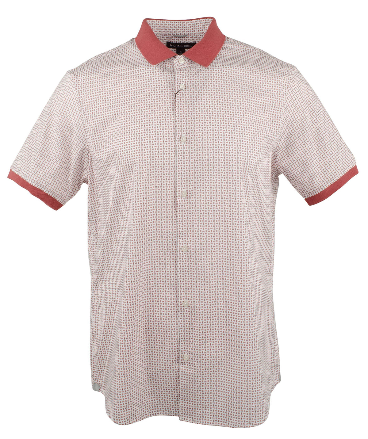 Michael Kors Men's Printed Woven Stretch Short Sleeve Shirt SR M