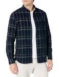 A | X Armani Exchange Men's Long Sleeve Plaid Button Down Shirt Navy Tartan 2XL