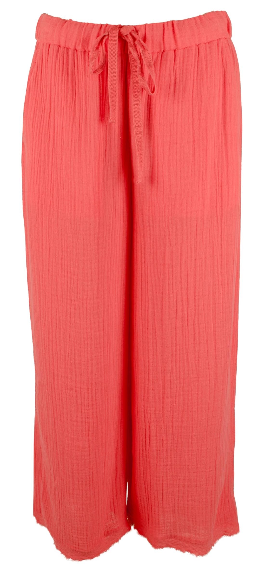 Eileen Fisher Women's Organic Cotton Gauze Wide Leg Cropped Pants Watermelon X-Small