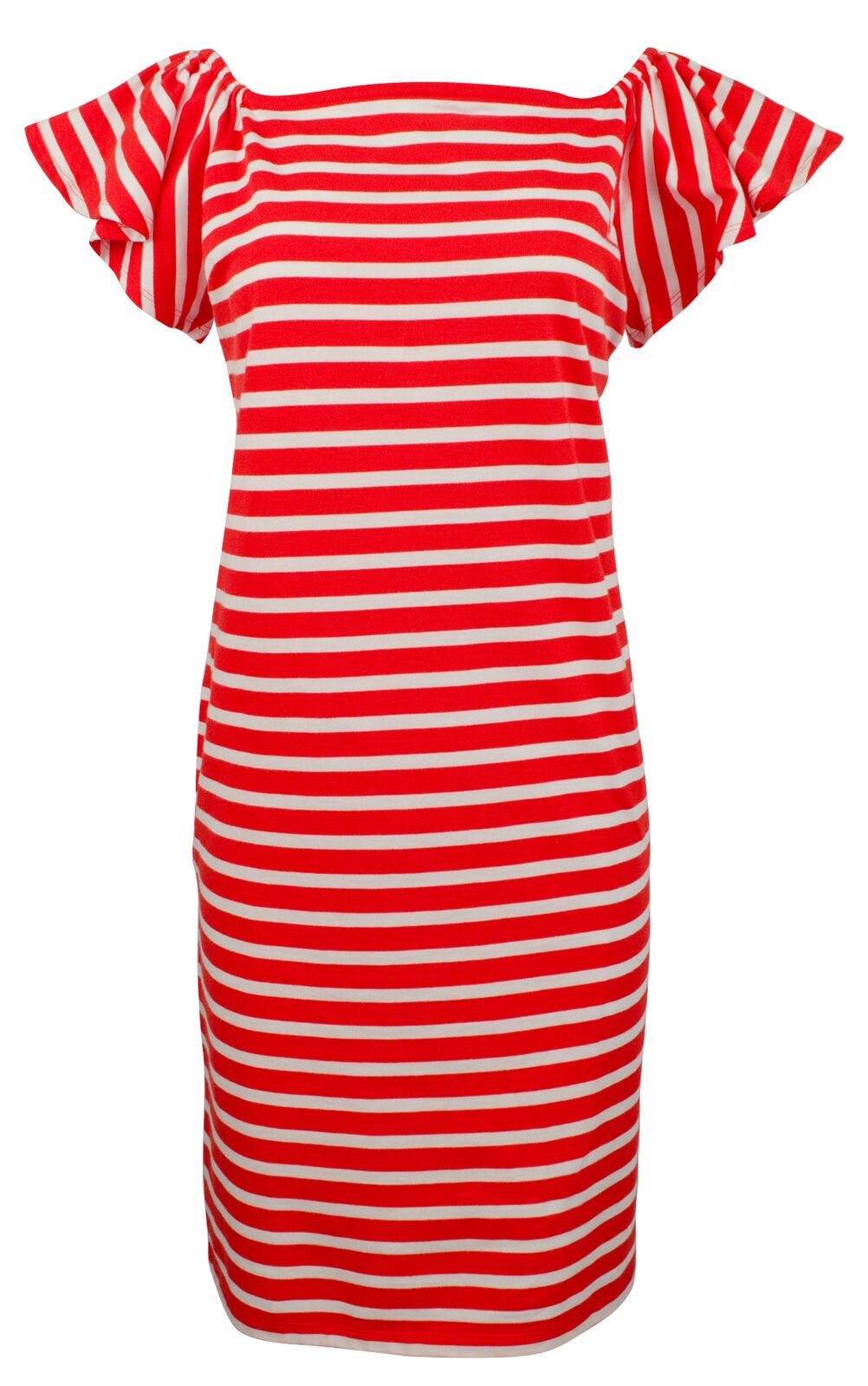 Lauren Ralph Lauren Women's Off Shoulder Striped Dress Red Large