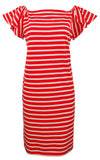 Lauren Ralph Lauren Women's Off Shoulder Striped Dress Red Large