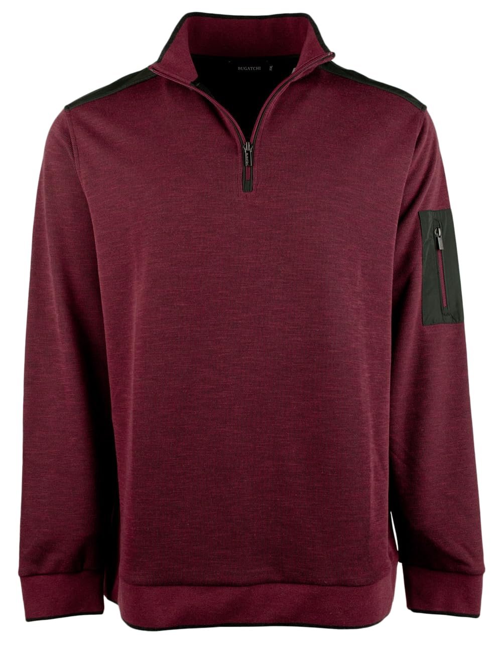 Bugatchi Men's Long Sleeve Quarter Zip Pullover Sweatshirt Brgdy XX-Large Burgundy