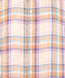 BUGATCHI Men's Shaped Fit Plaid Fine Linen Long Sleeve Shirt Pnk Medium Pink