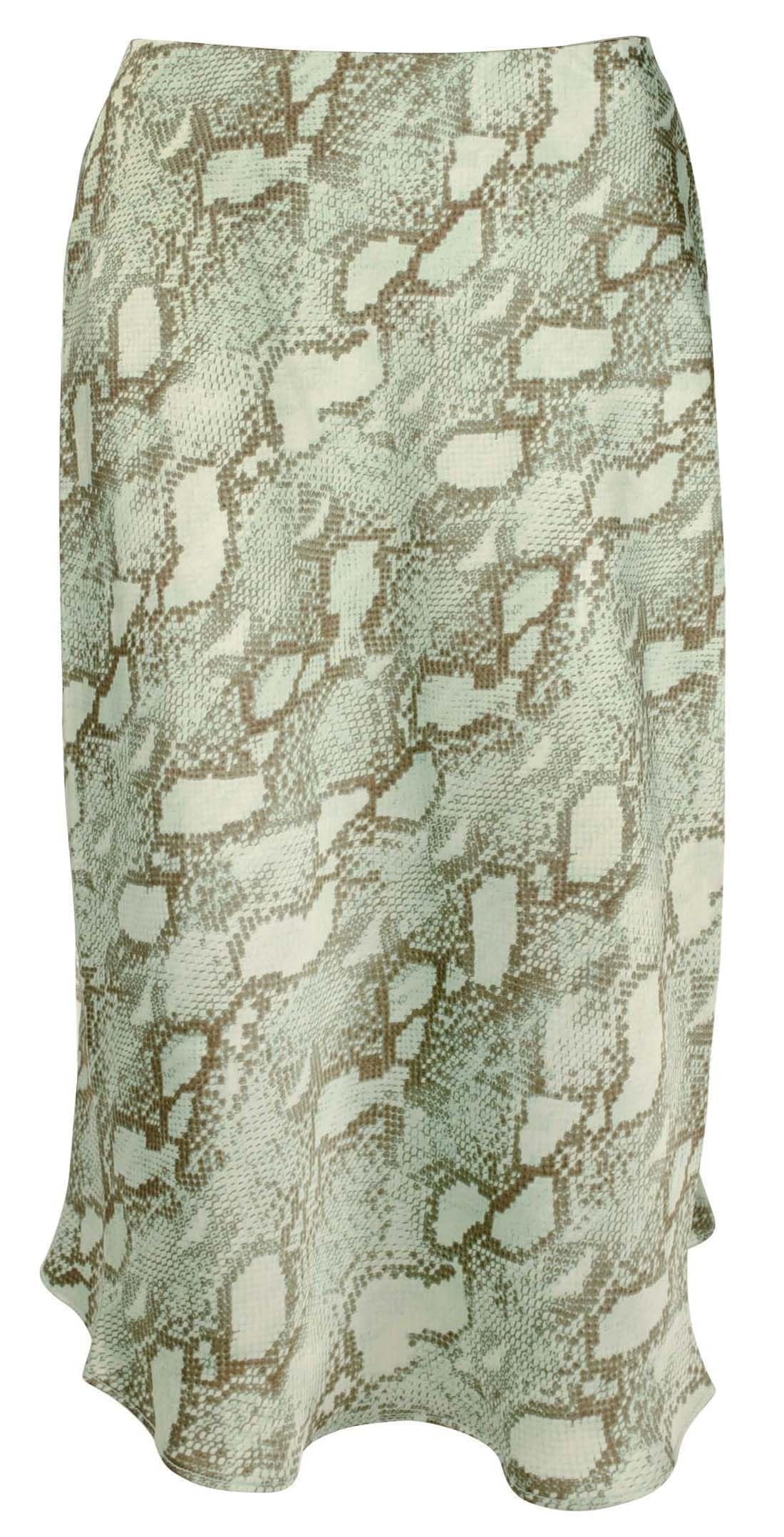 Ralph Lauren Women's Satin Snakeskin Print A-line Skirt 6 Turquoise Multi