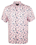 Bugatchi Men's Printed Stretch Camp Short Sleeve Shirt Pnk Large Pink