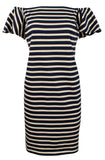 Lauren Ralph Lauren Women's Petite Off the Shoulder Striped Dress Indigo Blue