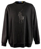 POLO RALPH LAUREN Men's Big & Tall Long Sleeve Leather-Pony Fleece Sweatshirt 4XLT Black