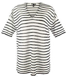 Eileen Fisher Women's Striped V Neck Short Sleeve Sweater