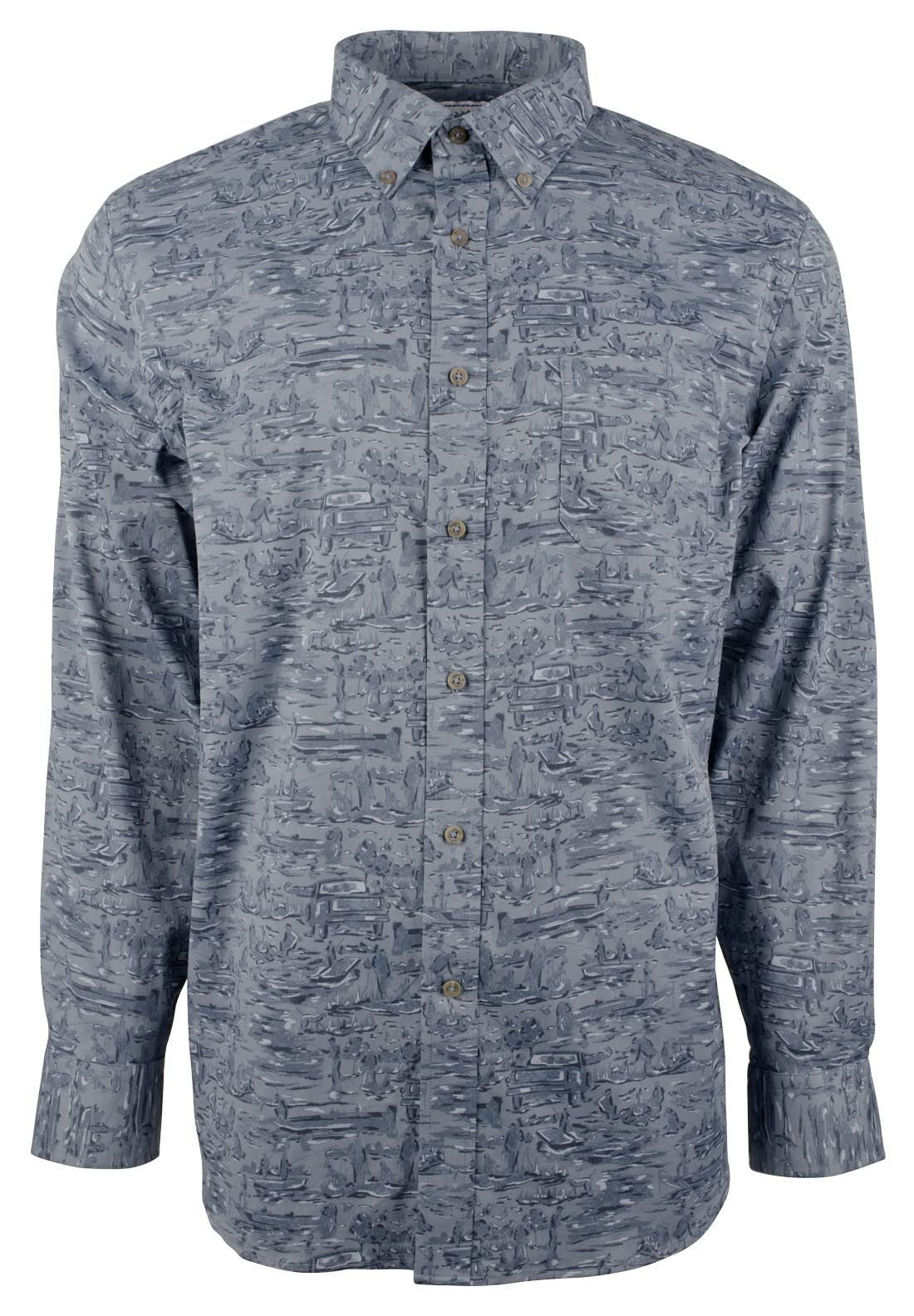 Southern Tide Men's Intercoastal Cliff Printed Long Sleeve Performance Shirt XL Blue Haze
