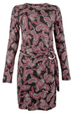 Michael Kors Women's Faux Wrapped Paisley T-Shirt Dress Small Royal Pink