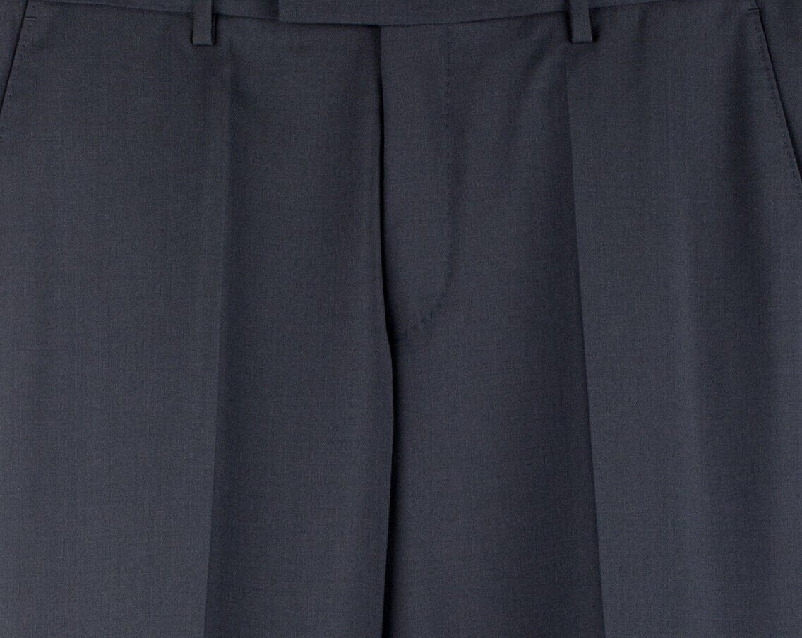 Hugo Boss Men's Leenon Virgin Wool Regular Fit Unhemmed Dress Pants 32 R Navy Blue