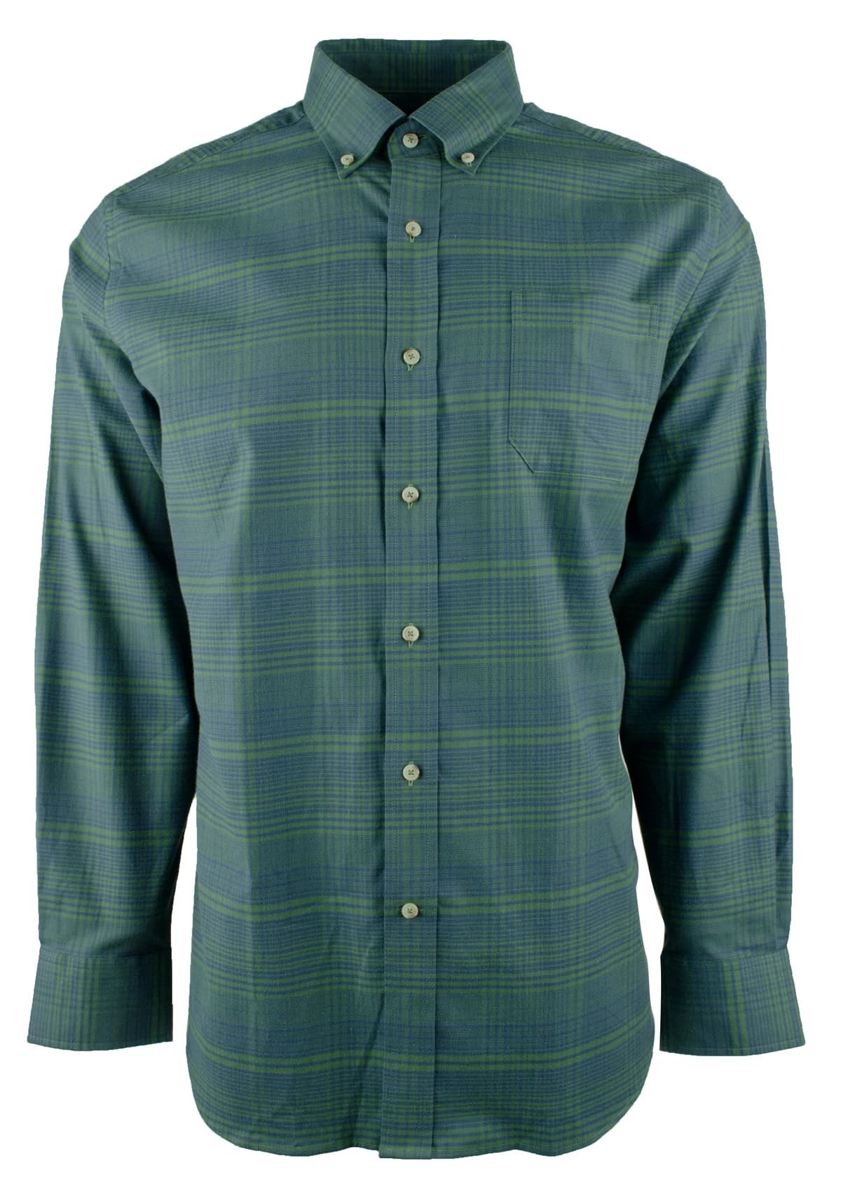 Men's Mainmast Plaid Stretch Button Down Shirt Frst Small Forest
