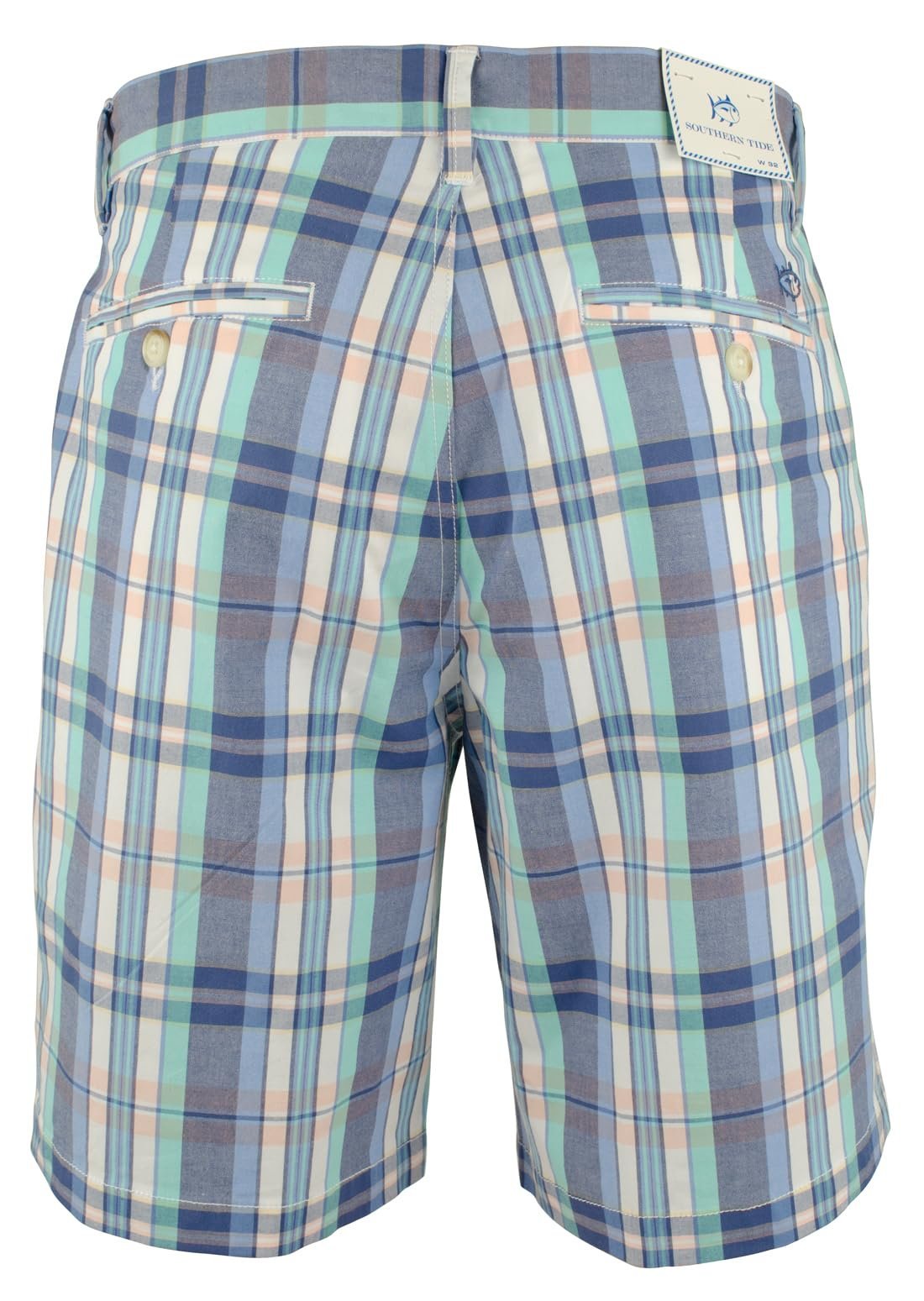 Southern Tide Men's Checkered 9" Flat Front Shorts Seven Seas Blue 36